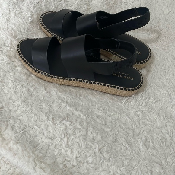 Cole Haan Black Sandals with Gold Accents - Picture 3 of 14